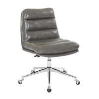 OSP Home Furnishings LGYSA-CPD26 Legacy Office Chair in Deluxe Pewter Faux Leather with Chrome Base